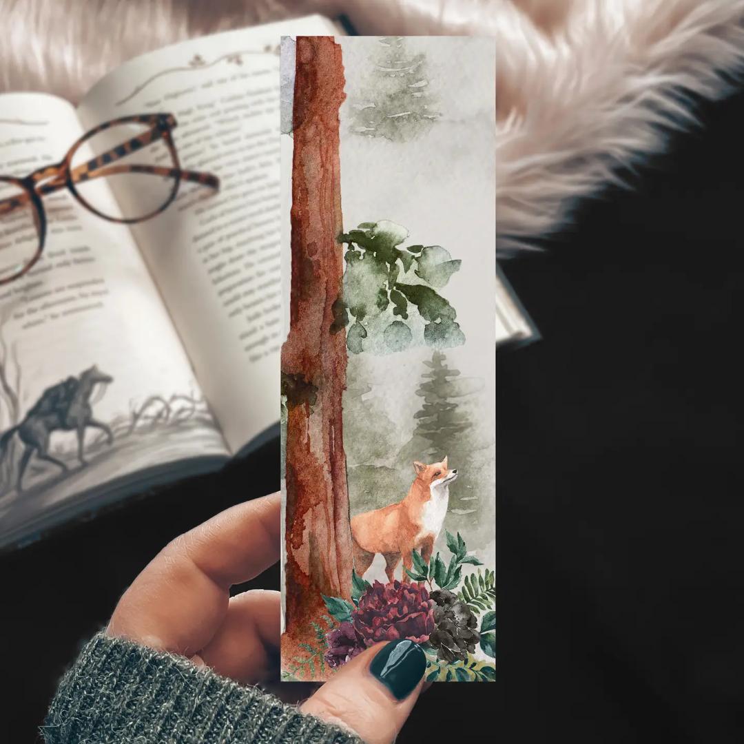 Forest Fox Watercolor Bookmark - Nature - Cardstock