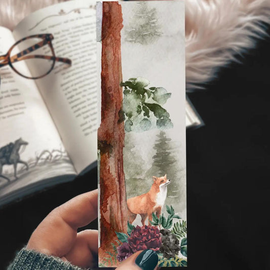 Forest Fox Watercolor Bookmark - Nature - Cardstock