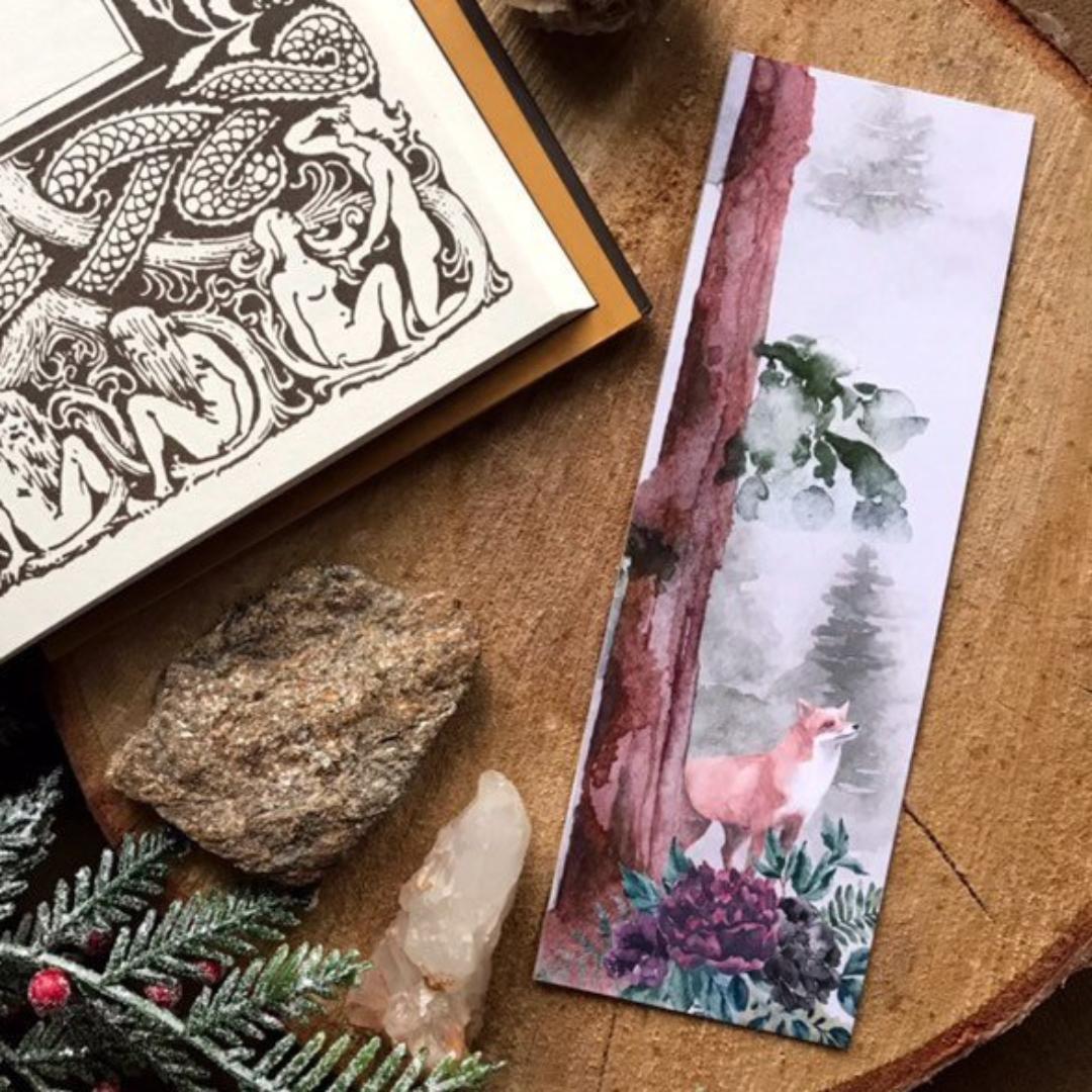Forest Fox Watercolor Bookmark - Nature - Cardstock