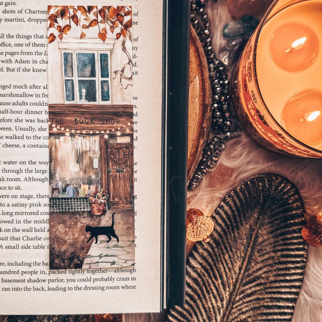 Fall Book Store Front Watercolor Bookmark - Cardstock