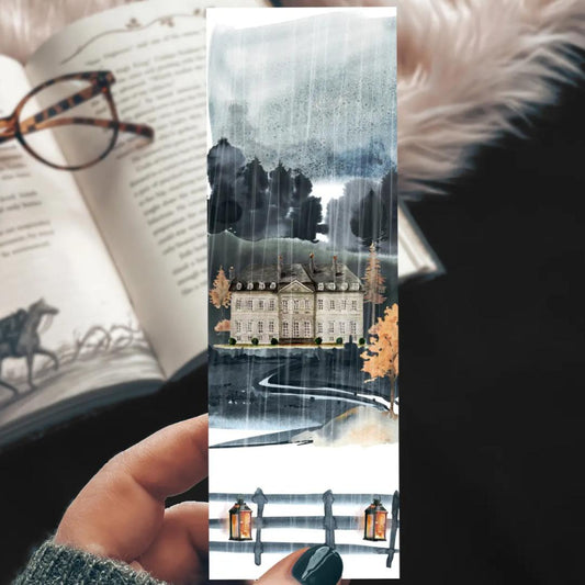 Rainy Haunted House Cardstock Bookmark
