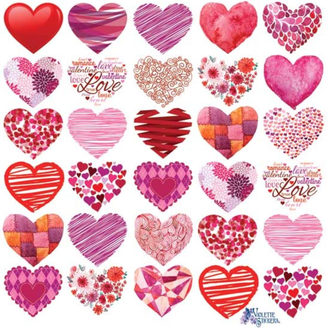 Red Heart Stickers - 2 Stationary & Scrapbook Sticker Sheets - New in Packaging