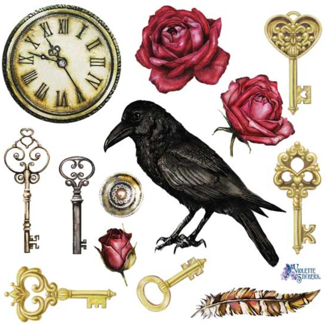 Raven and Gold Key Stickers - New in Packaging - Stationary