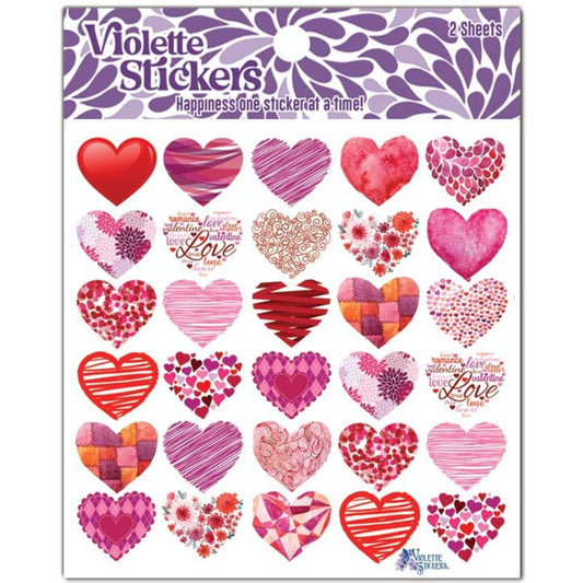 Red Heart Stickers - 2 Stationary & Scrapbook Sticker Sheets - New in Packaging