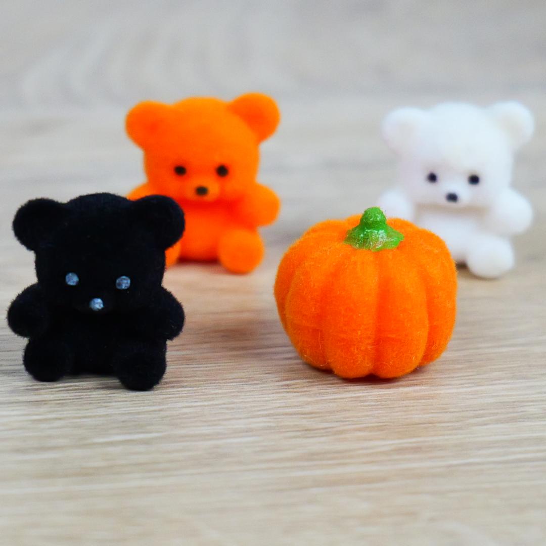 1" Flocked Miniatures - Set of 4 - Halloween & Fall Crafts