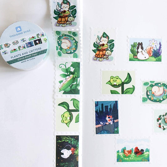 Stamp Washi Tape - Plants and Critters - Chickens, Rabbits, Ducks, Cats, & More