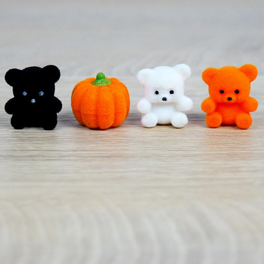 1" Flocked Miniatures - Set of 4 - Halloween & Fall Crafts