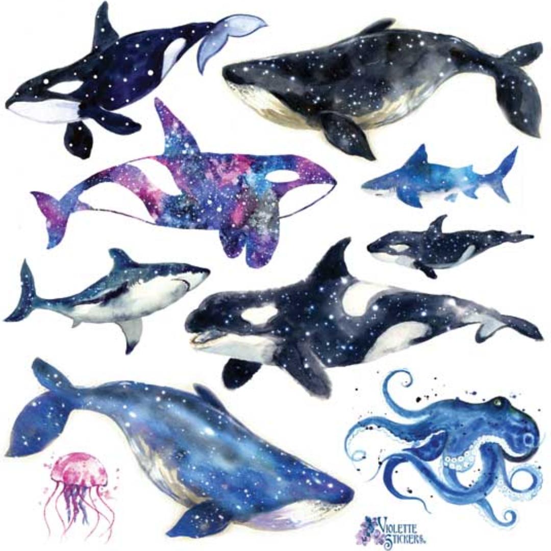 Whale Stickers - Sea Life - 2 Sticker Sheets - New in Packaging - Stationary