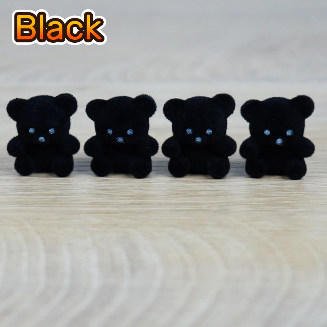 1" Miniature Black Flocked Teddy Bears - Set of 4 - Halloween & Fall Crafts