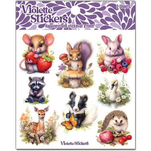 Strawberry Mice and Forest Friend Stickers - 2 Sheets - New in Packaging - Stationary - Scrapbook