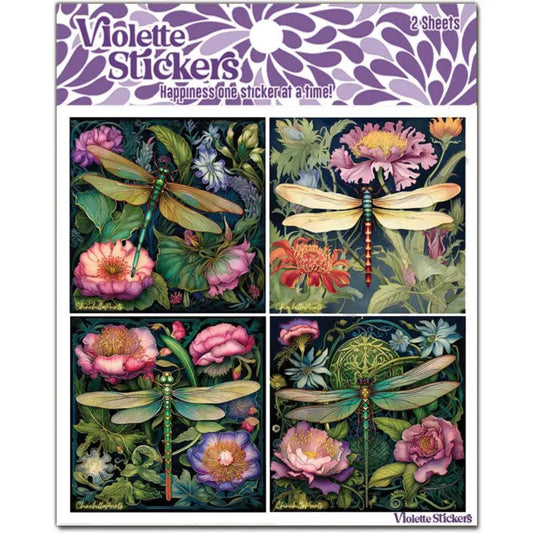 Dragonfly Stickers - Nature - 2 Sticker Sheets - Stationary - Scrapbook