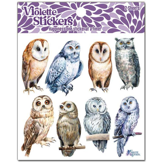 Real Owl Stickers - 2 Sticker Sheets for Stationary, Scrapbooking, & More