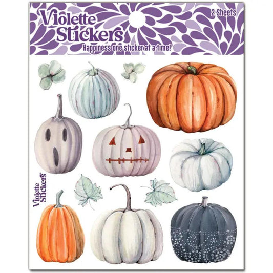 Ghost Pumpkin Stickers - 2 Sticker Sheets for Stationary, Scrapbooking, & More