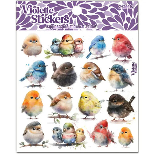 Chubby Birds Stickers - 2 Sticker Sheets - Stationary - Scrapbook
