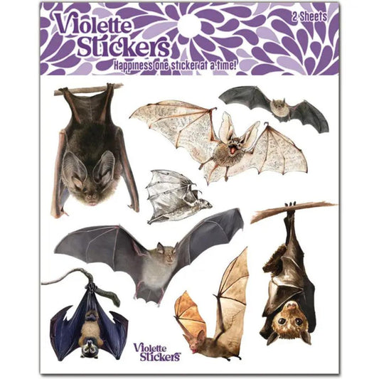 Bat Stickers - 2 Sticker Sheets for Stationary, Scrapbooking, & More