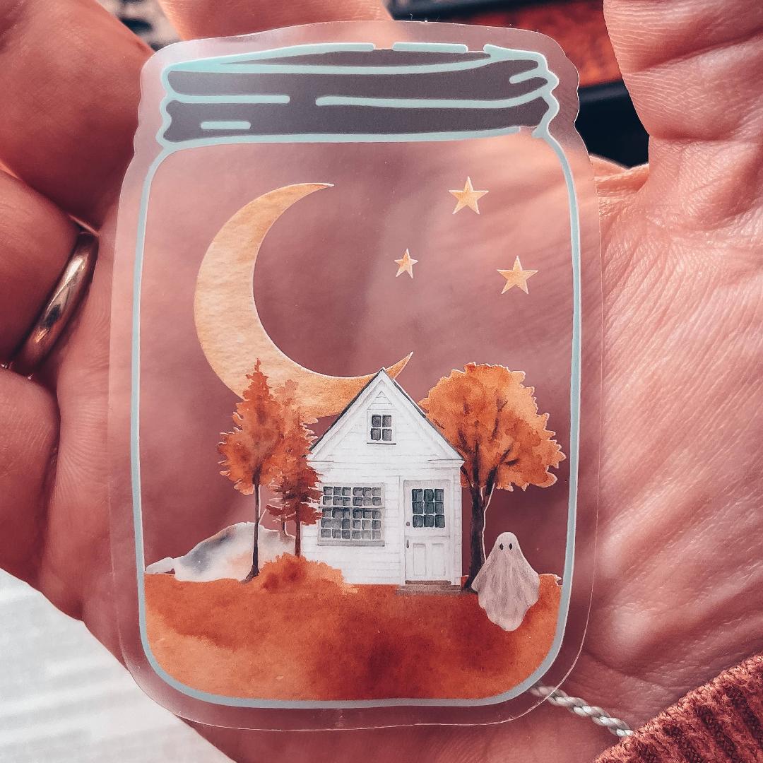 Spooky Vibes Sticker - Ghost Fall Landscape - Vinyl