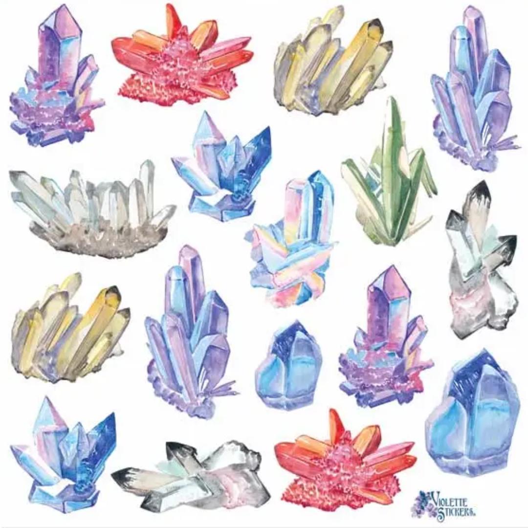 Pastel Crystal Stickers - 2 Sticker Sheets - New in Packaging - Stationary