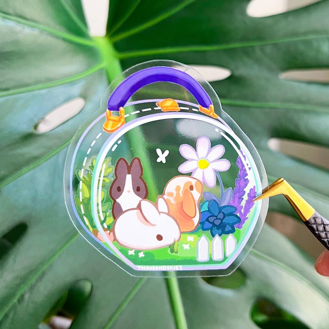 First Meadow Kit Sticker - Rabbits & Bunnies - Transparent Waterproof Vinyl