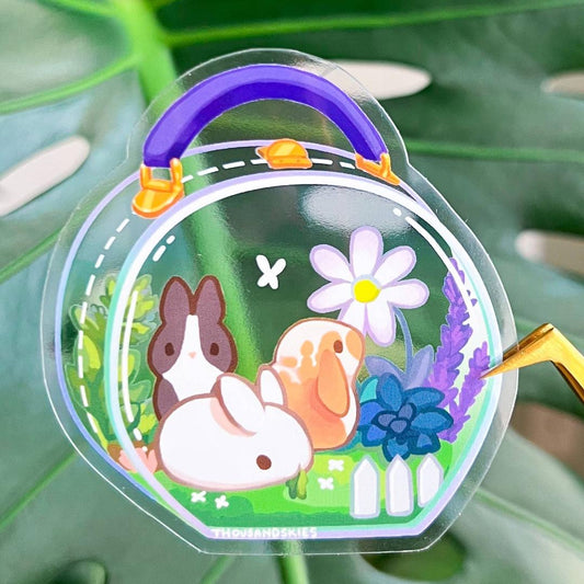 First Meadow Kit Sticker - Rabbits & Bunnies - Transparent Waterproof Vinyl
