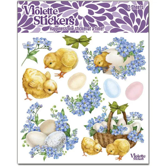 Lilac Chicks Stickers - 2 Sticker Sheets - Stationary - Scrapbook - Planner