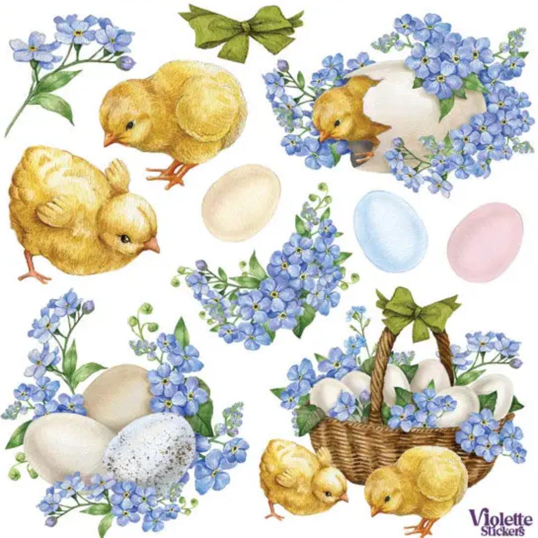 Lilac Chicks Stickers - 2 Sticker Sheets - Stationary - Scrapbook - Planner