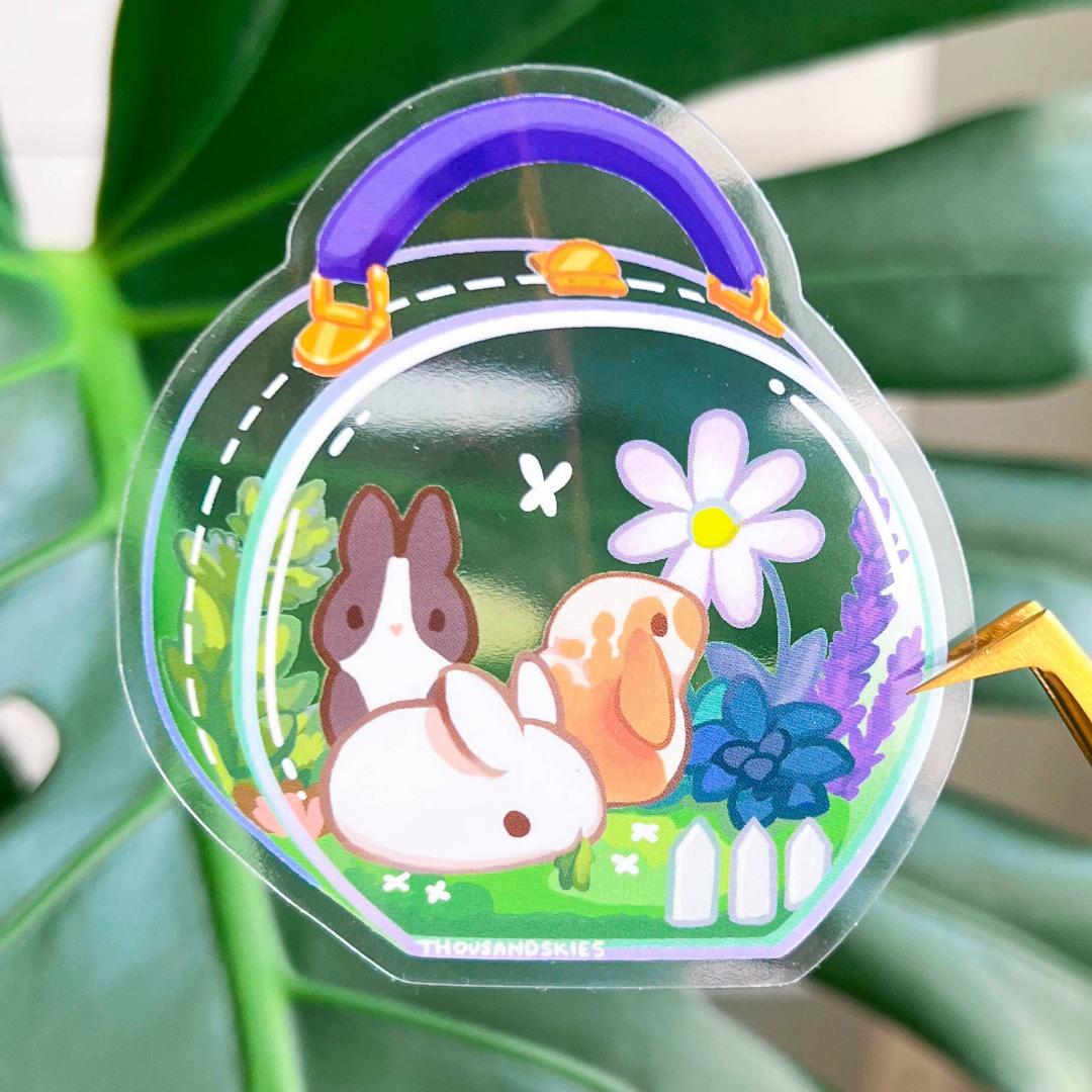 First Meadow Kit Sticker - Rabbits & Bunnies - Transparent Waterproof Vinyl