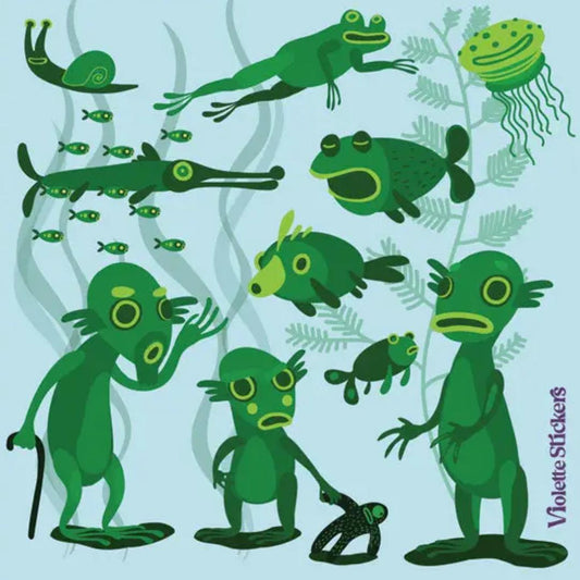 Swamp Monsters Stickers - 1 Sticker Sheet - Stationary - Scrapbook