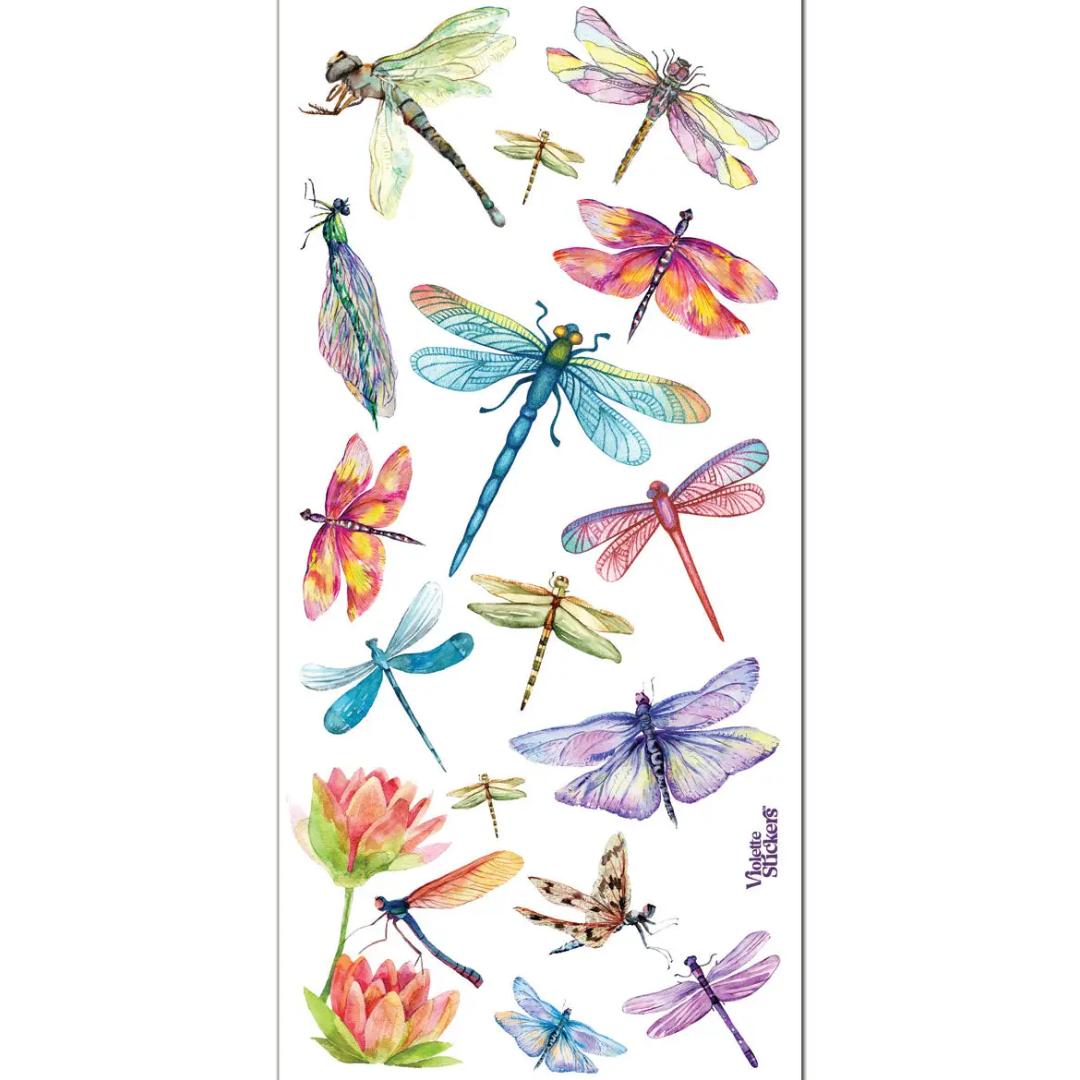Dragonfly Stickers - 2 Sticker Sheets for Stationary, Scrapbooking, & More