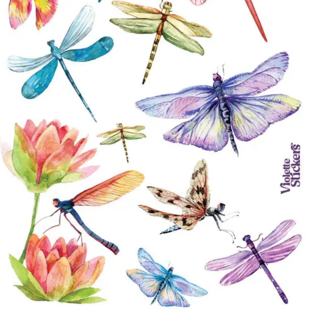 Dragonfly Stickers - 2 Sticker Sheets for Stationary, Scrapbooking, & More