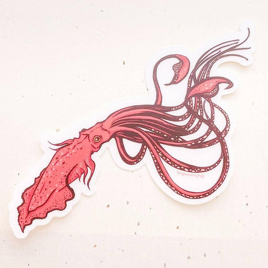 Giant Squid Sea Life Sticker - Large Clear Vinyl Decal