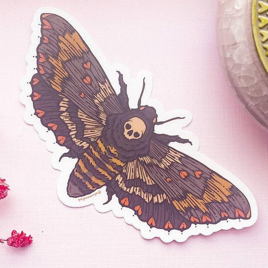 Love and Death's Head Hawkmoth Sticker - Clear Vinyl Decal