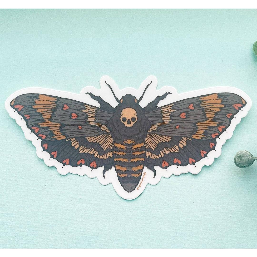 Love and Death's Head Hawkmoth Sticker - Clear Vinyl Decal