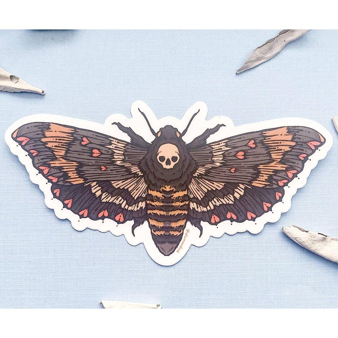 Love and Death's Head Hawkmoth Sticker - Clear Vinyl Decal