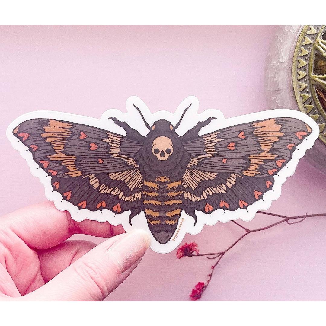Love and Death's Head Hawkmoth Sticker - Clear Vinyl Decal