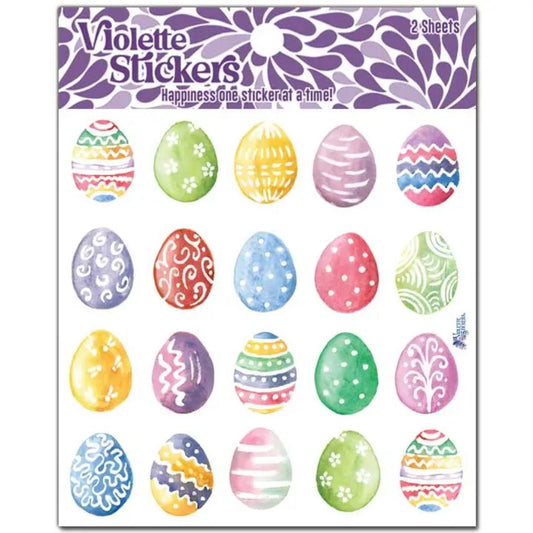 Pastel Easter Eggs Stickers - 2 Sticker Sheets for Scrapbooking, Stationary, & More