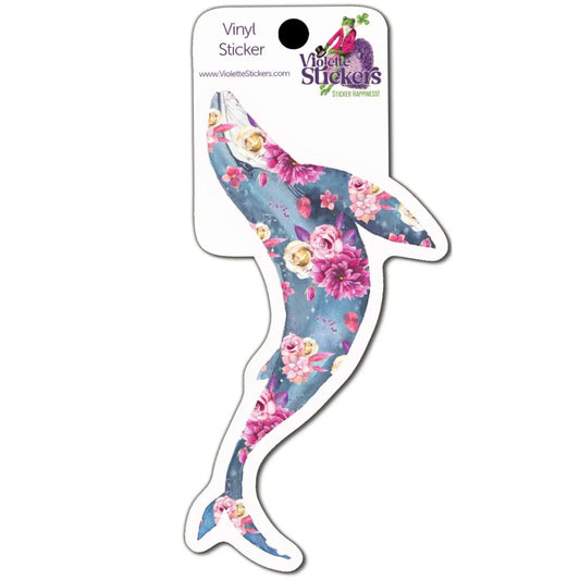 Floral Whale Waterproof Vinyl Sticker