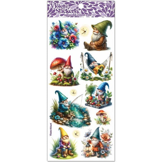 Rainbow Gnome Stickers - 2 Sticker Sheets for Scrapbooking, Stationary, & More