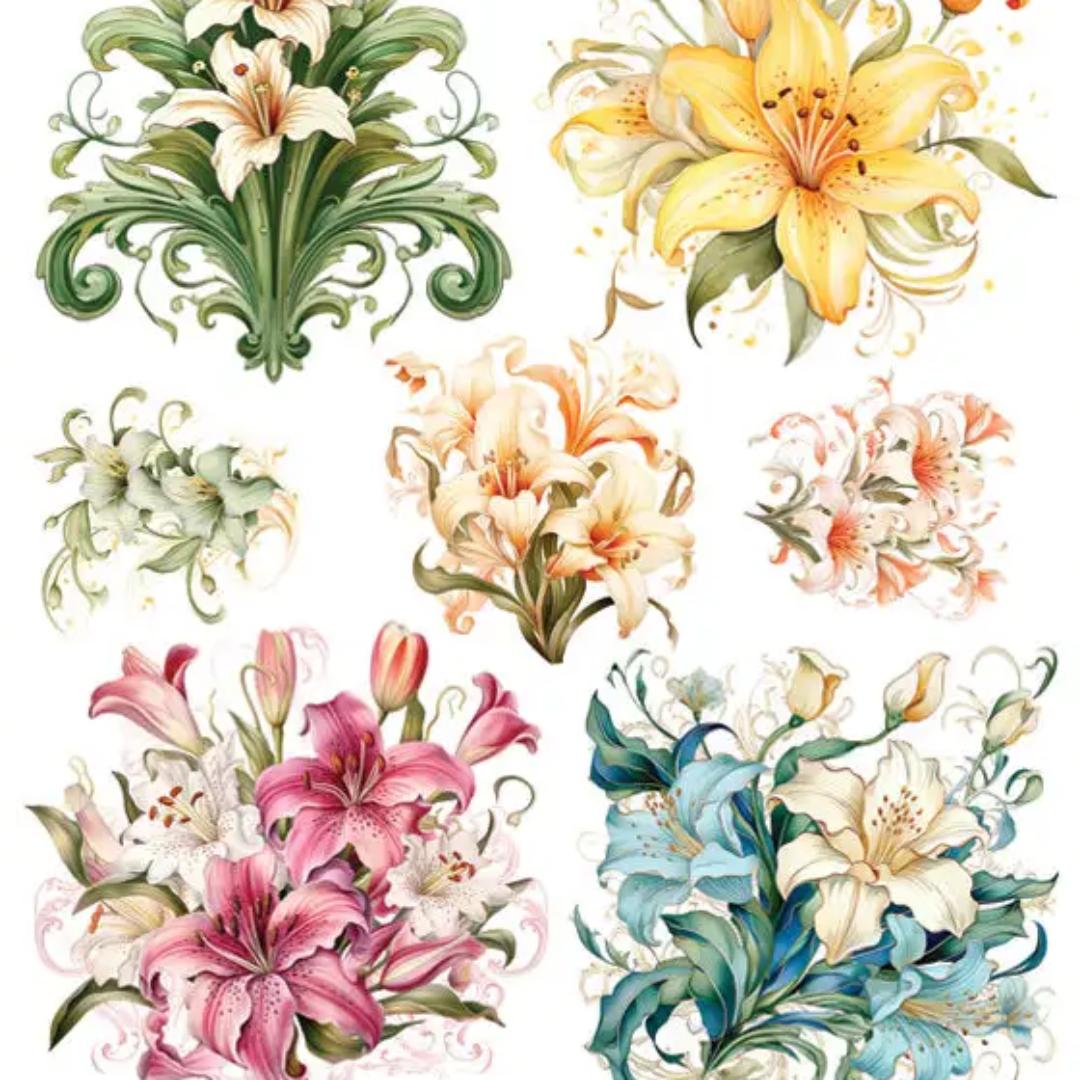 Pastel Lily Stickers - 2 Sticker Sheets for Stationary, Scrapbooking, & More