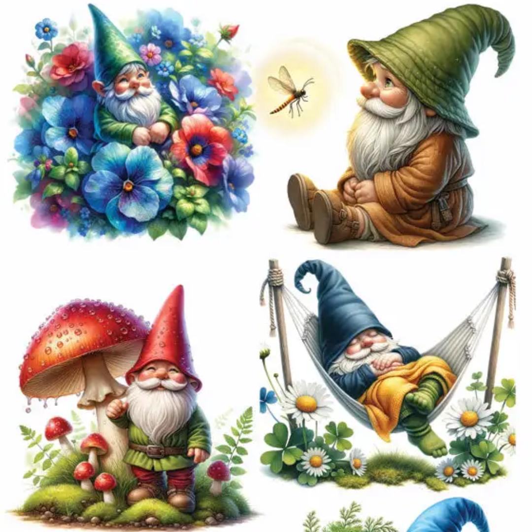 Rainbow Gnome Stickers - 2 Sticker Sheets for Scrapbooking, Stationary, & More