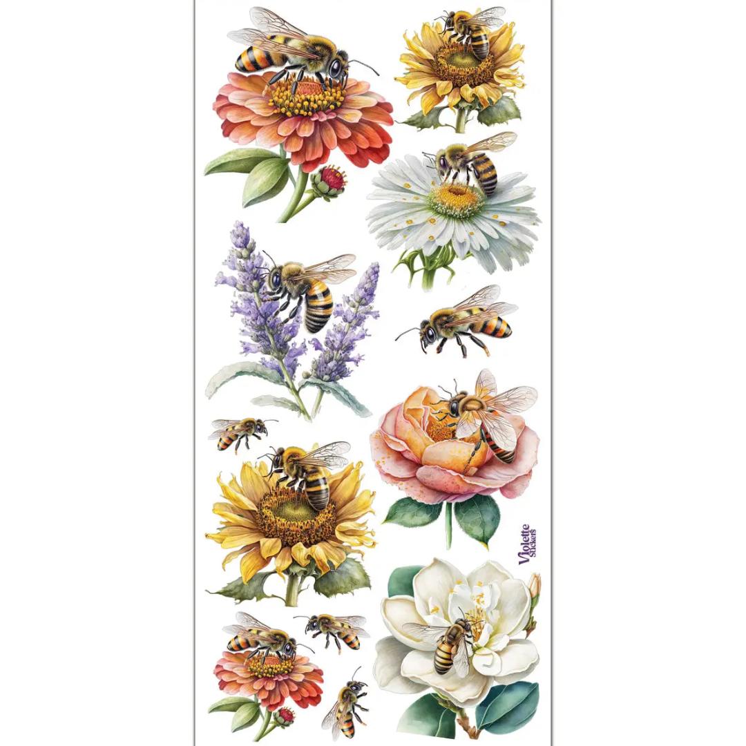 Bee Garden Stickers - 2 Sticker Sheets for Scrapbooking, Stationary, & More