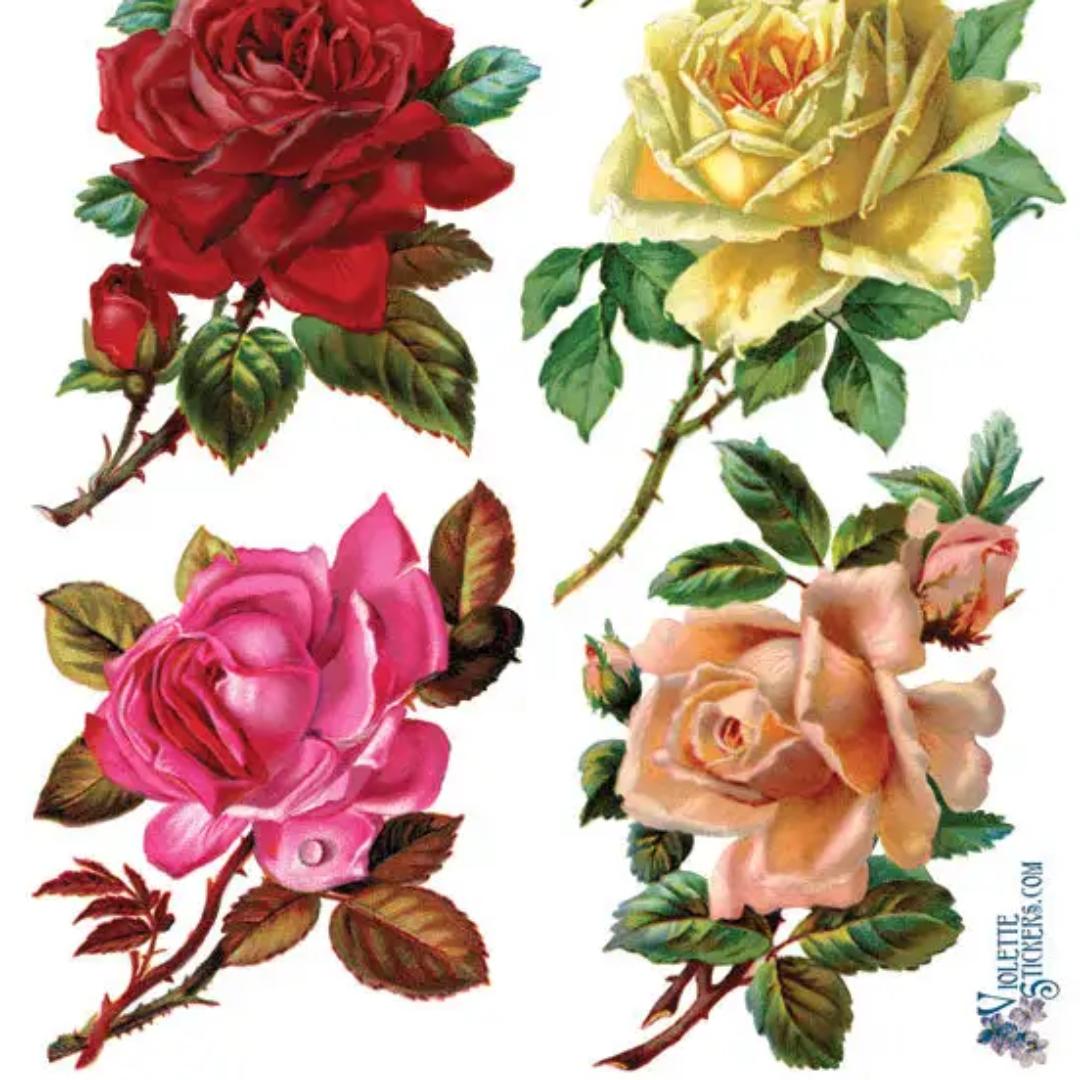 Rosebud Stickers - 2 Sticker Sheets for Stationary, Scrapbooking, & More