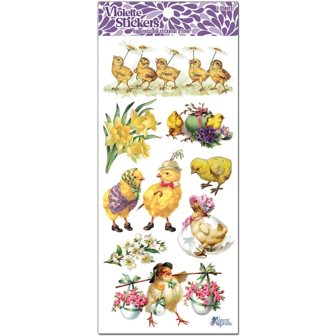 Chick-a-dee Stickers - 2 Sticker Sheets for Stationary, Scrapbooking, & More
