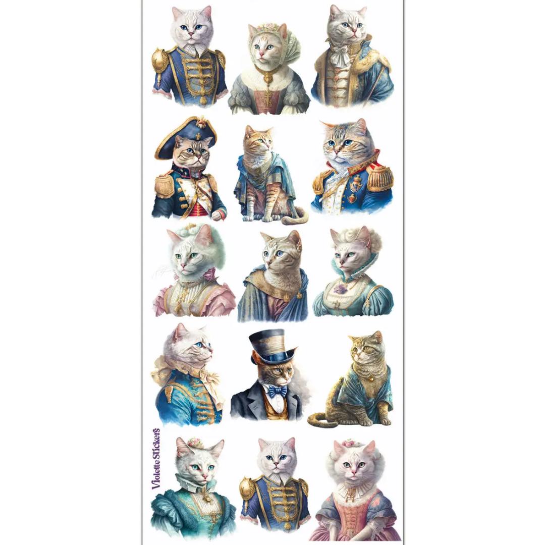 Royal Cats Stickers - 2 Sticker Sheets for Stationary, Scrapbooking, & More