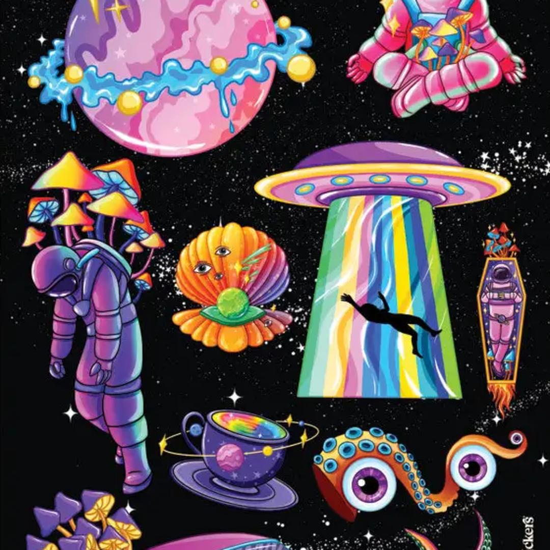 Space Jam Stickers - 2 Sticker Sheets for Stationary, Scrapbooks, & More