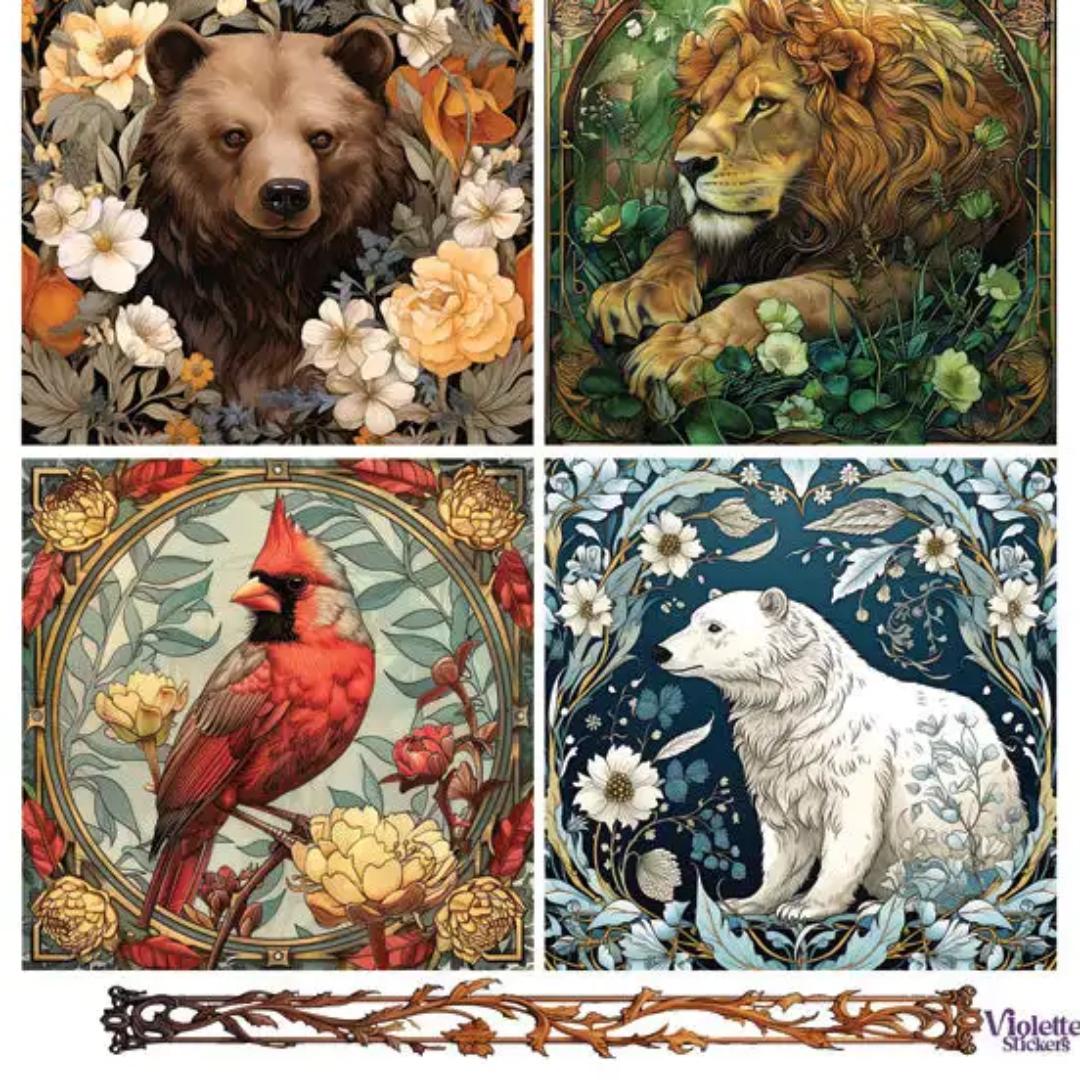 Animal Stickers - 2 Sticker Sheets for Stationary, Scrapbooking, & More