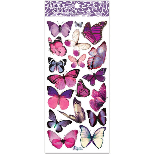 Purple Butterfly Stickers - 2 Sticker Sheets for Stationary, Scrapbooking, & More