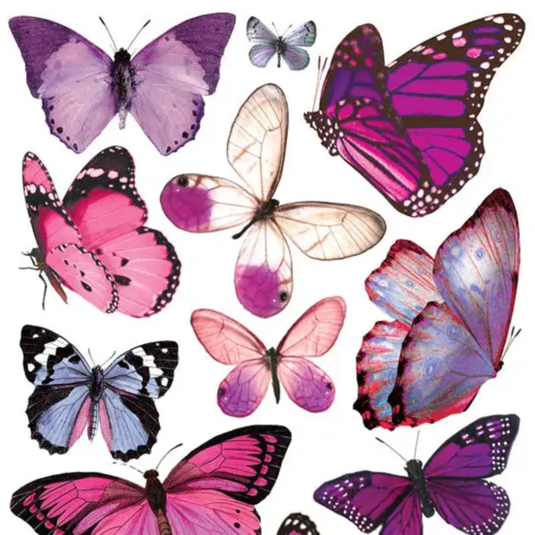 Purple Butterfly Stickers - 2 Sticker Sheets for Stationary, Scrapbooking, & More