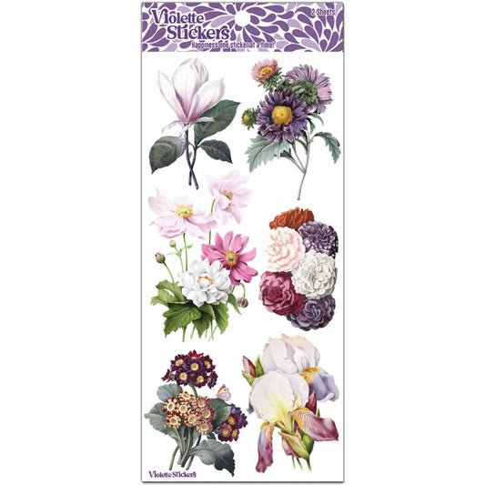 Hepburn Floral Stickers - 2 Sticker Sheets for Stationary, Scrapbooking, & More