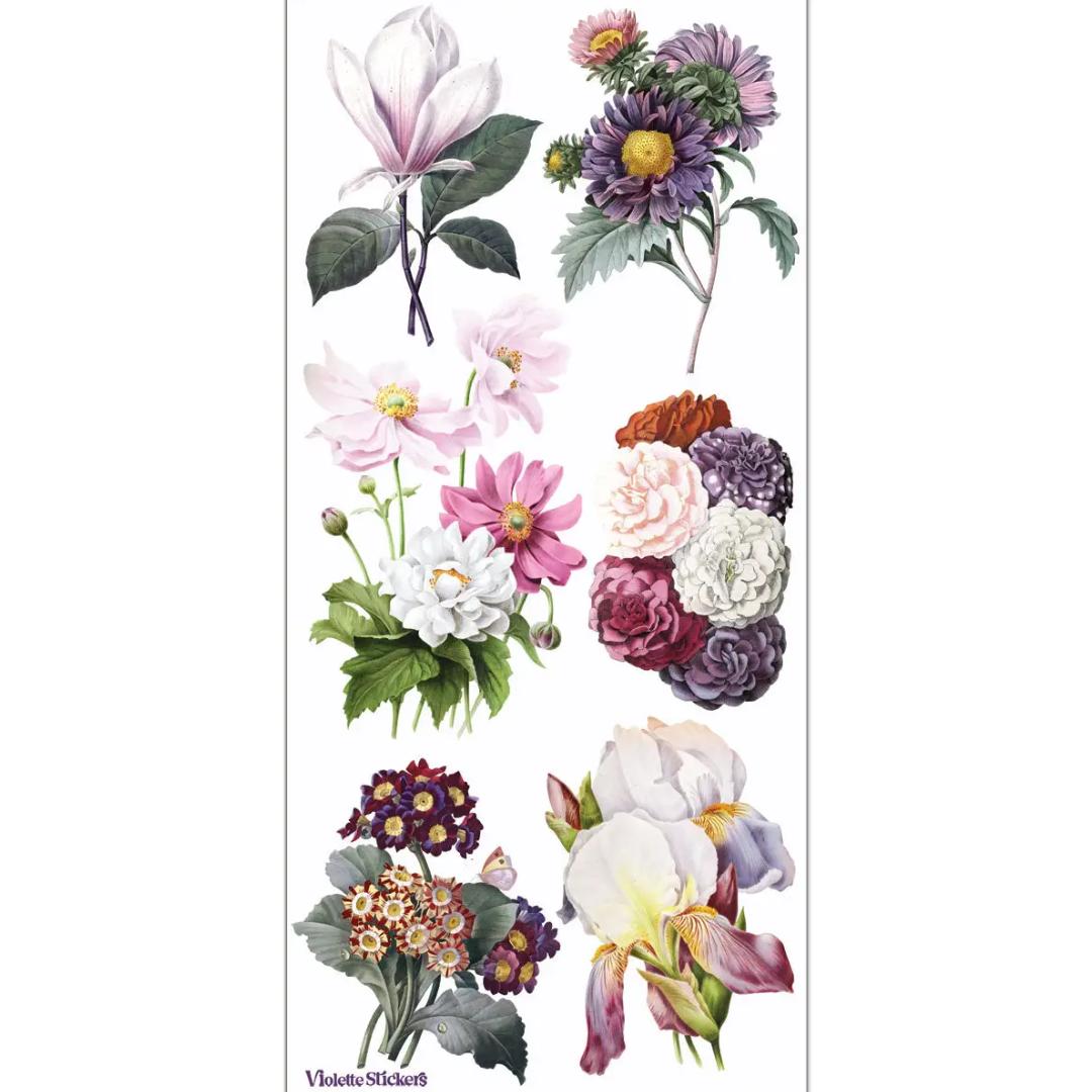 Hepburn Floral Stickers - 2 Sticker Sheets for Stationary, Scrapbooking, & More