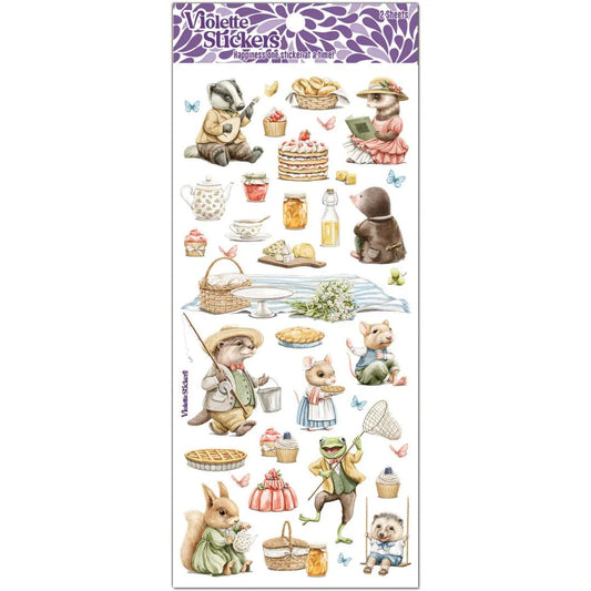Critter Picnic Stickers - 2 Sticker Sheets for Scrapbooking, Stationary, & More